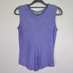 Regalia Handmade Top Womens Small Linen Tuxedo Tank Split Hem Blouse Artisan